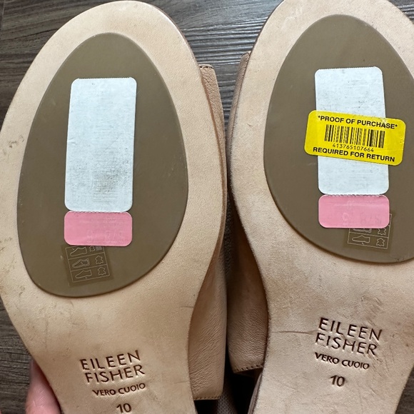 Eileen Fisher Luca Easy Block Suede Leather Sling Back Low Heels Shoes Nude 10 - Picture 7 of 7